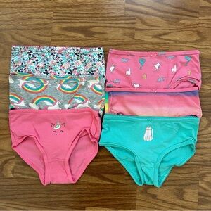 6 Pack Carter’s Girls Size 8 Underwear Briefs Cotton Blend Rainbow Unicorn NWOT!